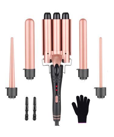 5-in-1Curling Wand Iron Multifunction Curling Tongs Set with Interchangeable Ceramic Coating Barrels Curling Wand for Long/Short Hair LCD Display for Different Size Curls and Waves - Buy Online on GoSupps.com