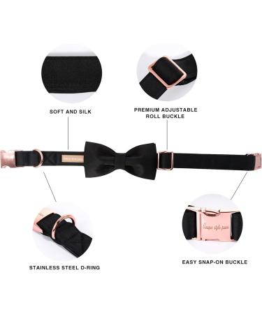 Unique Style Paws Black Satin Dog Collar - Adjustable XS Pet Collar Gift for Small Dogs - Buy Online on GoSupps.com