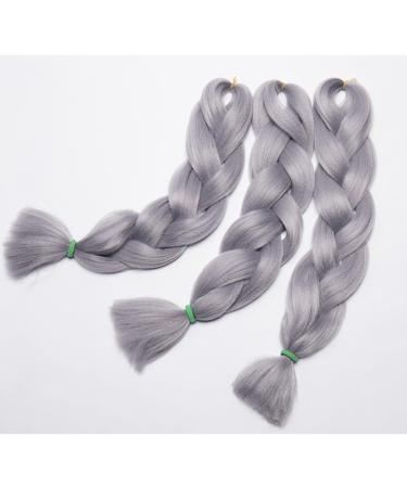 24" Hair Braid Braiding Hair Extension Synthetic Crochet One Piece 100g Heat-Resistant - Grey - Buy Online on GoSupps.com