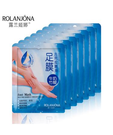 ROLANJONA Exfoliating Foot Mask - Peel Away Callus & Dead Skin | 7PCS Baby Soft Feet Treatment with Milk & Bamboo Vinegar - Buy Online on GoSupps.com