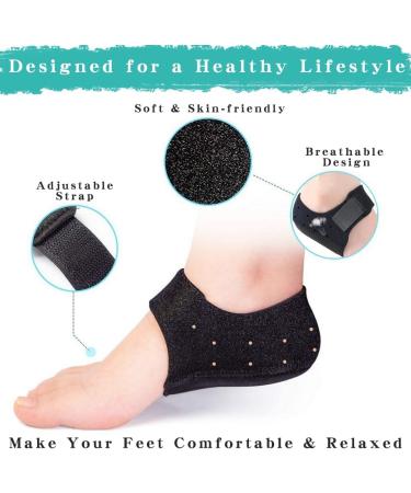 Pinkiou Gel Heel Protectors for Plantar Fasciitis - 4PCS Heel Cups for Foot Pain Relief and Blister Prevention - Black (W 6-11 & M 6-10) - Buy Online on GoSupps.com