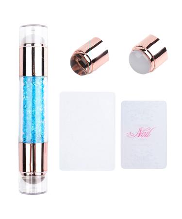 Shengping88 Double-sided silicone-gele stamp-scratch set with steel stamp plate Nail Art Polish Stamping Manicure Schablon tools Black