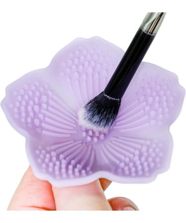 2 pieces of silicone make-up brush cleaning mat portable cleaning pad for cosmetic brushes for the fast cleaning of all types of make-up brushes.violet