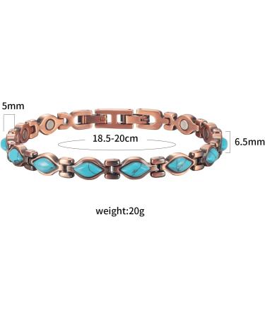YINOX Ladies Magnetic Bracelet for Women - Turquoise Blue Semi-Precious Gemstone Copper Jewelry - Buy Online on GoSupps.com