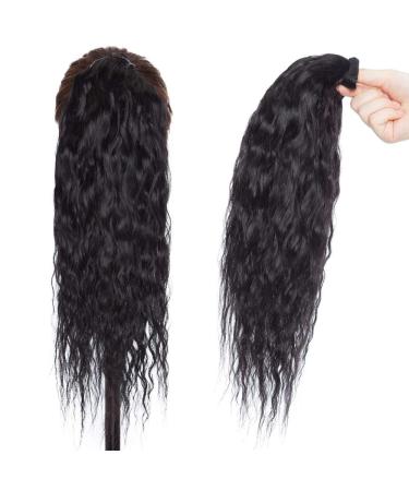 Rich Choices Real Hair Ponytail Extensions - Clip-In Corn Wave Braid Remy Hair 35cm Black #1 - Buy Online on GoSupps.com