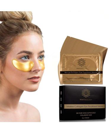 MINTBiology Luxury Gold Under Eye Patches for Wrinkles : Under Eye Masks for Dark Circles and Puffiness - Under Eye Gel Pads with Collagen for Eye Bags and Dark Circle Under Eye Treatment