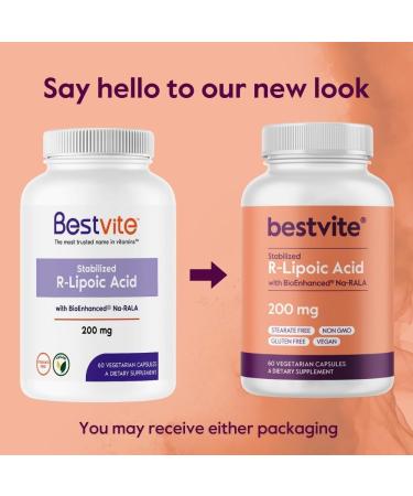 BESTVITE R-Lipoic Acid 200mg - Bio-Enhanced Na-RLA Vegan Gluten Free Non-GMO 60 Vegetarian Capsules - No Stearates or Fillers International Shipping Available - Buy Online on GoSupps.com