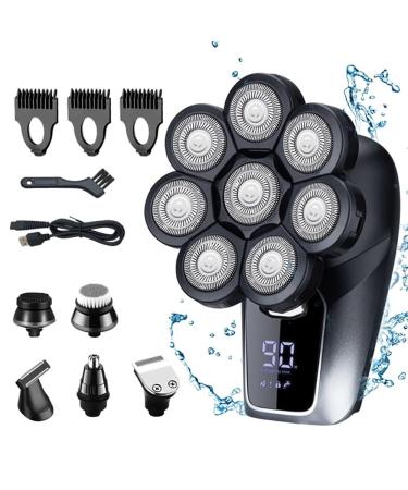 Head Shaver for Men 6 In1 Multifunctional 8D Bald Head Shaver Electric Razor Head Shavers for Bald Men LED Display Shavers Mini Portable Digital