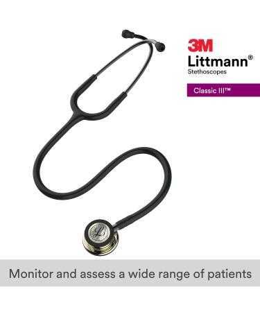3M Littmann Classic III Stethoscope Champagne Finish | Black Tube | Smoke Stem | 69 cm - Buy Online on GoSupps.com