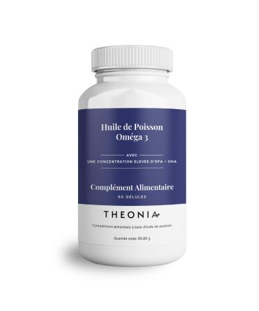 Theonia Omega 3 Pure Fish Oil 2000mg with Vitamin E - Supports Heart Joints Brain Activity & Immune System - For Men & Women - 60 Capsules Non-GMO