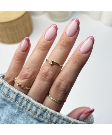 24Pcs/Set Press On Nails Mid Length Pink False Nails Acrylic Fake Nails Full Cover Nails Tips Artificial Finger Manicure Press on nails for Women and Girls - Buy Online on GoSupps.com