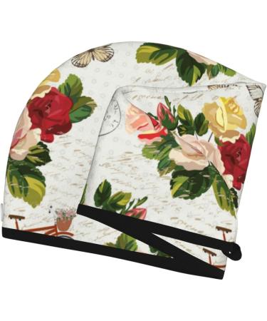Hair Towel Wrap - Quick-Dry Turban for Effortless Hair Drying | Vintage Bike Flower Design - Buy Online on GoSupps.com