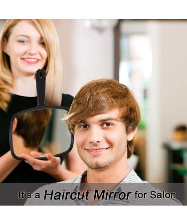 Naugust Hand Mirror - Salon Hairdresser Hand Held Mirror | Black Handheld Plain Mirror with Handle | 31x22cm Handheld Makeup Mirror for Hairdressing and Beauty - Buy Online on GoSupps.com