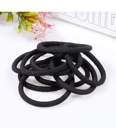 LIUJZZJ 100 Elastic Hair Bands - No Metal Scrunchies & Ponytail Holders for Women Girls Kids Men - Thick Hair Black - International Shipping Available - Buy Online on GoSupps.com