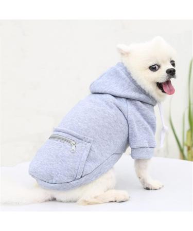 Waterproof Winter Dog Coat & Hoodie - Warm Jacket for Small Dogs | Fleece Puppy Sweater with Bag - XS Gray - Buy Online on GoSupps.com