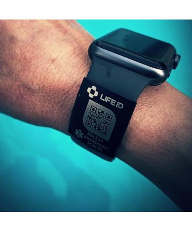 LIFE ID Apple Watch Band - Medical Alert ID for Men & Women - Edit Info Anytime - Free Profile Dashboard - No Subscription Fees - 18mm Wide - Buy Online on GoSupps.com