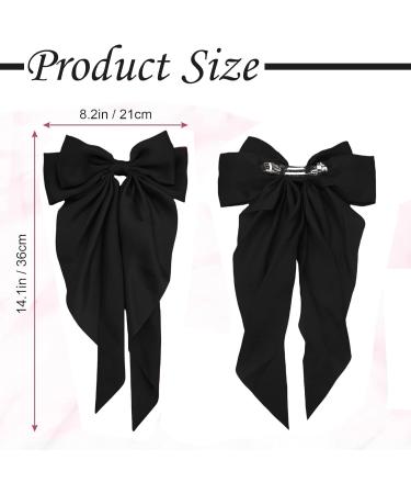 4PCS Black Hair Bows - Colorful French Automatic Clips for Women and Girls | Satin Ribbon Bow Hair Accessories - Buy Online on GoSupps.com