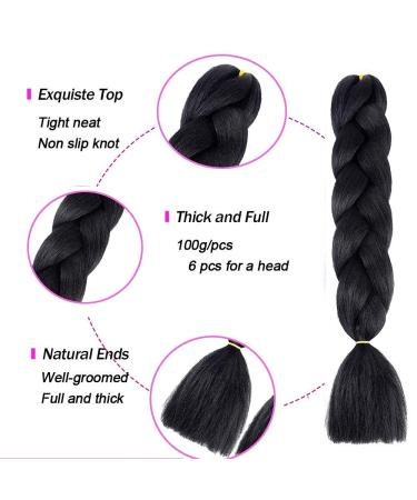 Ombre Braiding Hair Extensions - 3 Pack High Temperature Synthetic 24 Inch (DB-Black) - Durable & Stylish - Buy Online on GoSupps.com