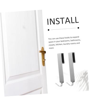STOBAZA 2pcs Metal Coat Hanger Over The Door Hanger Towel Hanger Bathroom Shower Door Bathroom Door No Nails 17x3cm Silver - Buy Online on GoSupps.com