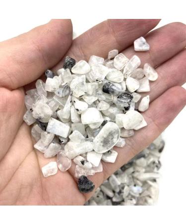Natural Crystals and Stones 200g 8mm-15mm Natural White Moon Quartz Crystal Gravels Polishing Stone Chips with Blue Flash for Decoration kaixun