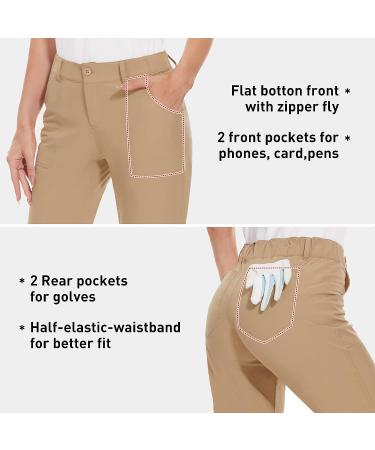 MOTEEPI Women's Lightweight Stretch Golf Pants with Pockets - Khaki Large | Slim Fit Golf Apparel for Work and Hiking - Buy Online on GoSupps.com