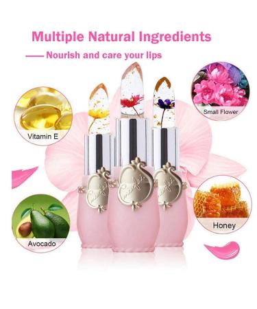 SuperThinker Crystal Jelly Flower Lipstick - Pack of 6 (Pink) | Color-Changing Moisturizing Lip Gloss with Temperature-Activated Flower Formula - Buy Online on GoSupps.com