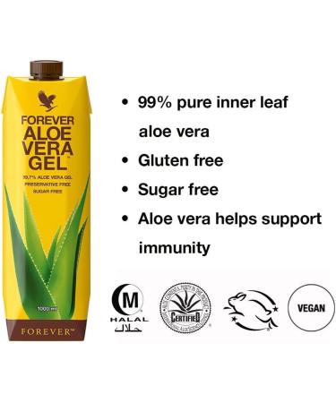 Forever Living Products Aloe Vera Gel 1000ml 99.7% Inner Leaf Aloe Vera Gel Preservative & Sugar Free Gluten Free Vegan Friendly - Buy Online on GoSupps.com