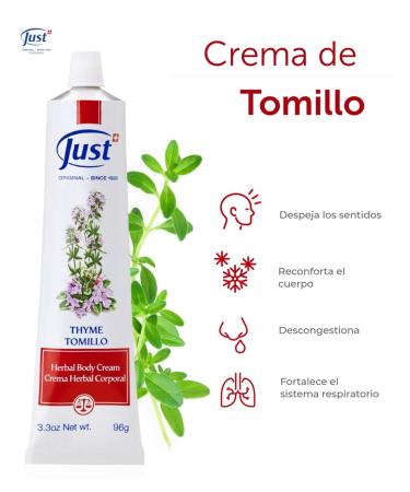 Swiss Just Thyme Cream 96g - Revitalizing Massage Cream with Camphor Eucalyptus & Rosemary Oils - 3.3 Ounce - Buy Online on GoSupps.com
