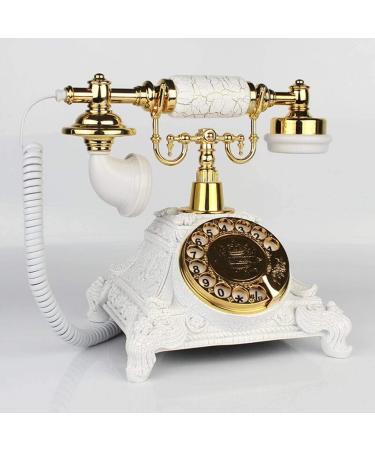 Corded Old Fashioned Telephone Classic Retro Design -Style Solid Wood and Versus Resin-(Bronze) Hands-Free Backlight (Hands Free Backlight) (Rotary Dial Gold White) - Buy Online on GoSupps.com