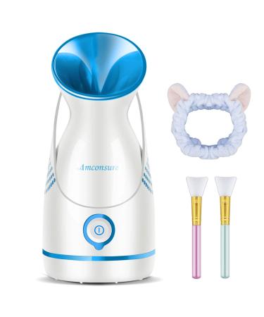 Facial Steamer,Amconsure Face Steamer for Home Facial Deep Cleaning, Nano Ionic Facial Steamers Warm Mist Humidifier Atomizer for Face Sauna Spa Sinuses Moisturizing, Unclogs Pores(Blue)