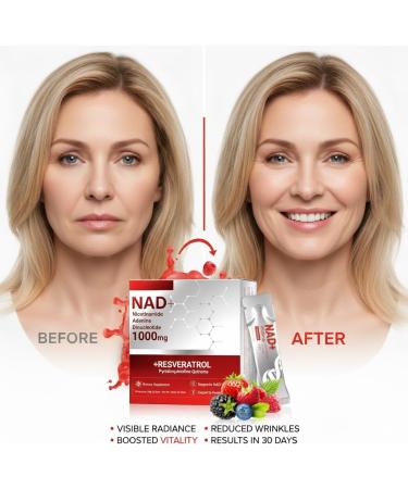 NAD+ Supplement 1000mg Liquid Gel with Resveratrol Quercetin Phytosome & PQQ Cellular Energy Mitochondrial Support & Healthy Aging 30 Daily Servings - Buy Online on GoSupps.com