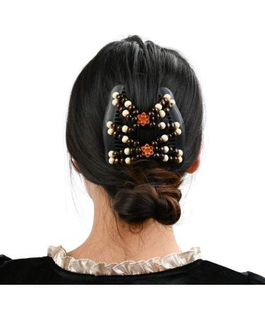 6 Pieces Beads Hair Combs Magic Elastic Hair Clips Stretchy Hair Comb Double Clips for Women Girls Hair Accessory - Buy Online on GoSupps.com