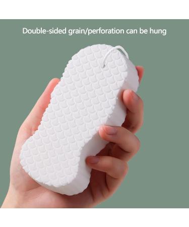 Soft Shower Sponge 3D Bath Sponge Shower Brush with Up Rope | Absorbent Bath Sponge Spa Scrub Exfoliator for Dead Skin Removal Body Wash Sponge for Adults Children White - Buy Online on GoSupps.com