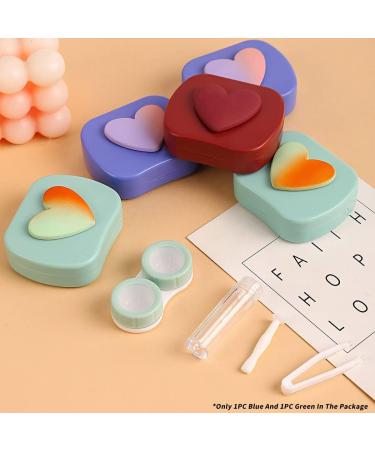 iGeyzoe Cute Love Contact Lens Case (Blue-Green) - Stylish & Functional International Shipping - Buy Online on GoSupps.com