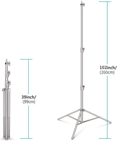 Neewer 2 Pieces Light Stand Kit  102"/260cm Stainless Steel Heavy Duty with 1/4" to 3/8" Adapter for Studio Softbox  Monolight and Other Photographic Equipment 114"/290 cm - Buy Online on GoSupps.com