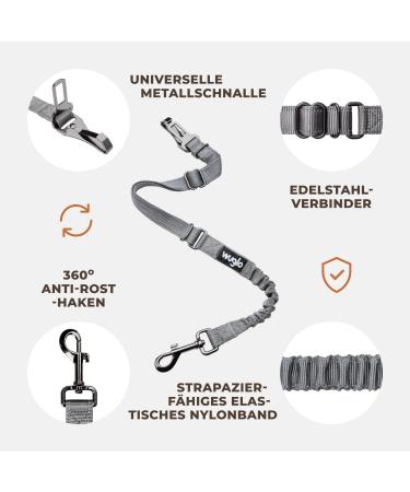Adjustable Wuglo Dog Car Seat Belt | 30-95cm Universal Safety Harness for Dogs | Gray Buckling Belt for Child Safety Seat | Secure & Durable Dog Snapshot - Buy Online on GoSupps.com