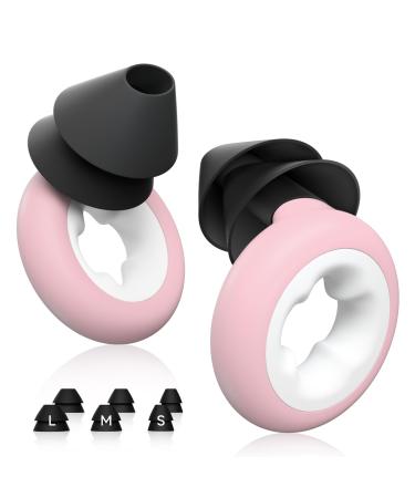Ear Plugs for Sleeping Noise Cancelling Reusable Silicone Ear Plugs for Noise Reduction 6 Ear Tips in S/M/L 33dB Noise Cancelling Earplugs for Sleep Concerts Snoring Work Travel Pink
