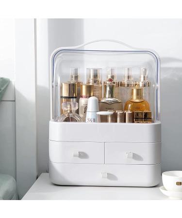 White Makeup Organizer Box - Waterproof & Dustproof Cosmetic Storage for Vanity - Display Cases for Dresser Countertop - Style A - Buy Online on GoSupps.com