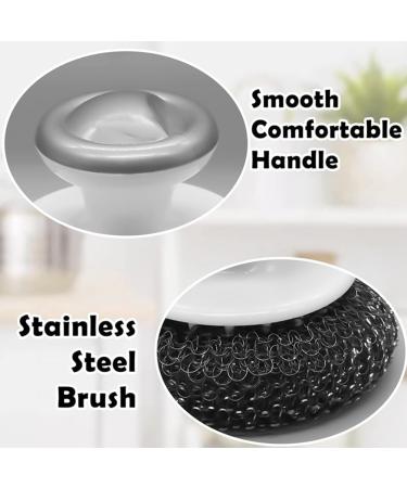 Pteanecay Stainless Steel Scrubber Heavy Duty Pot Scrubbers with Handle Cleaning Brush Wash for Dish - Buy Online on GoSupps.com