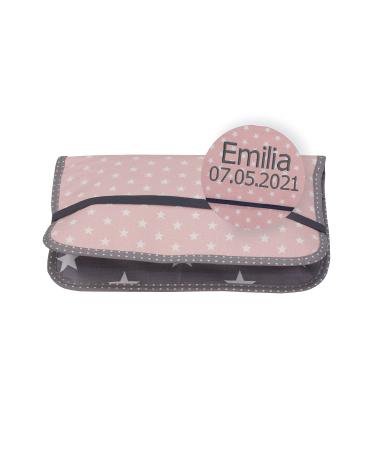 ULLENBOOM diaper pocket for on the go (made in EU) - diaper bag for up to 3 diapers wet wipes & other accessories diaperedui with zipper & rubber band small & casual pink gray 18 x 27 cm