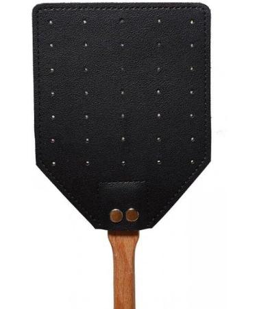 Home Fly Swatter Wood Handle Punched Leather Flyswatter Manual Insect Mosquito Wasp Pest Control Fly Zapper Racket for Indoor Black - Buy Online on GoSupps.com