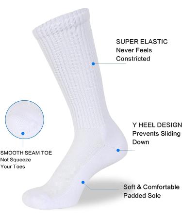 Athlemo Men's Bamboo Diabetic Socks 9-11 White (6 Pairs) | Loose Fit Circulation Crew, Seamless, Breathable & Odor-Free - Buy Online on GoSupps.com
