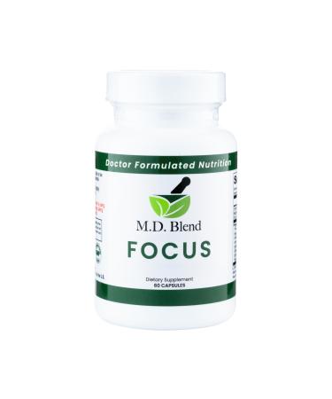 M.D. Blend Focus Nootropic Brain Supplement Boosts Concentration & Mental Clarity Supports Memory & Calm with Ginkgo Biloba & Ashwagandha Daily Health and Wellness 60 Gluten-Free Capsules
