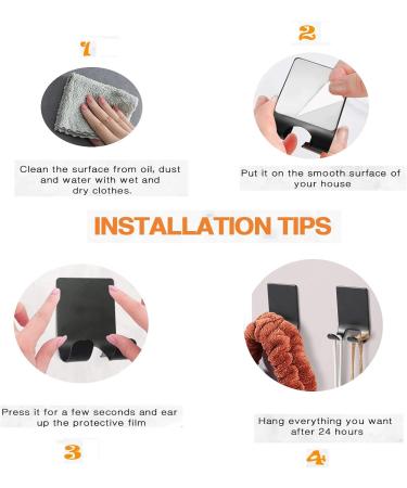 4-Pack Black Stainless Steel Razor Bracket - Self-Adhesive Shower Holder & Multi-Purpose Hook for Bathroom Kitchen & More - Buy Online on GoSupps.com