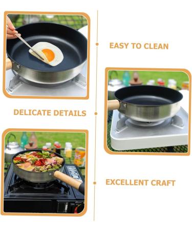 CIYODO Camping Portable Pan Stainless Steel Cookware Egg Pan Camping Cookware Griddle Pan Pans Non Stick Fry Pan Non Stick Cooking Utensils Camping Pot Multifunction Wood - Buy Online on GoSupps.com