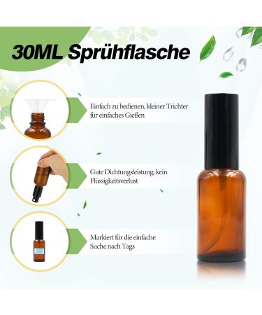 Brown Glass Spray Bottle - UV-Resistant 30ml Atomizer for Essential Oils Cosmetics & Cleaning | Durable & Stylish for Aromatherapy & Massage - Buy Online on GoSupps.com