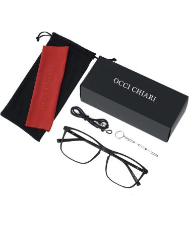 OCCI CHIARI Large Reading Glasses 1.0 Men's Rectangle Readers with Spring Hinge - Matte Black | 1.0 Magnification - Buy Online on GoSupps.com