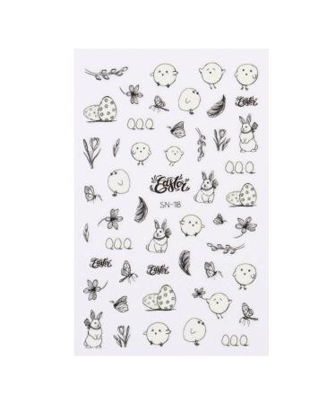 3D Nail Art Chick Egg Bunny Rabbit Nail Slider Water Decals Nail Art Sticker Nails Decal Easter Nail Sticker(6) Style6