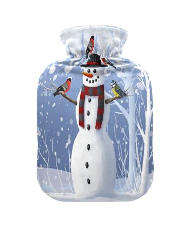 Christmas Snowman Hot Water Bottle with Cover Hot Water Bottles for Pain Relief Hot Water Bag Feet and Bed Warmer for Women 1L