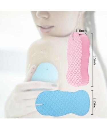 2 PCS Super Soft Exfoliating Bath Sponge Set - Gentle 3D Magic Dead Skin Remover for Spa-Like Shower Experience - Reusable for Adults & Children - Blue Pink - Buy Online on GoSupps.com